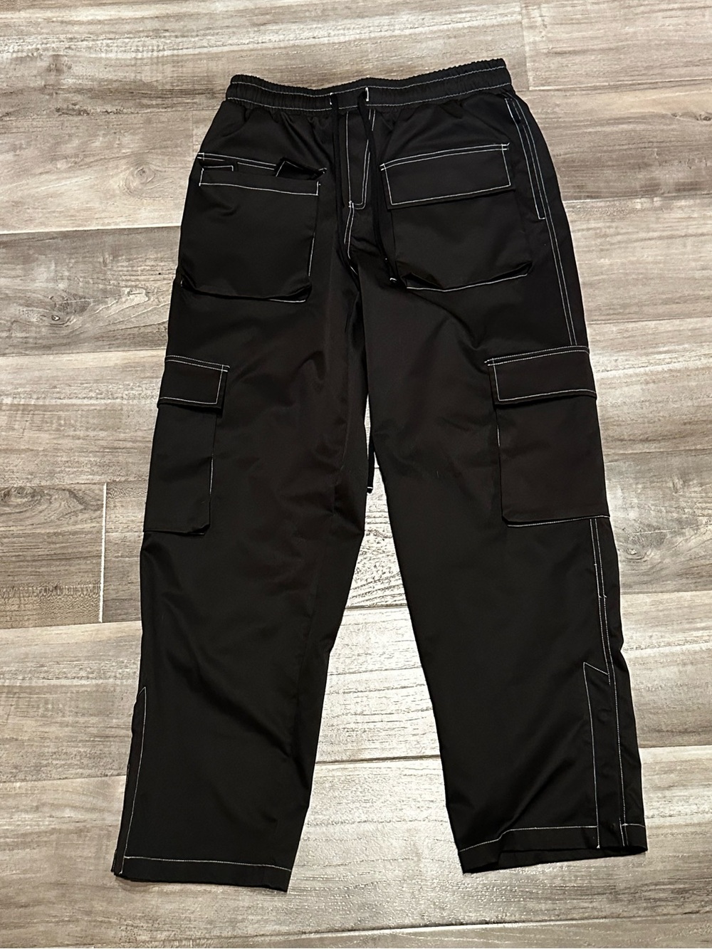 NovaMen Black Cargo Pants with Contrast Stitching — Utility Style